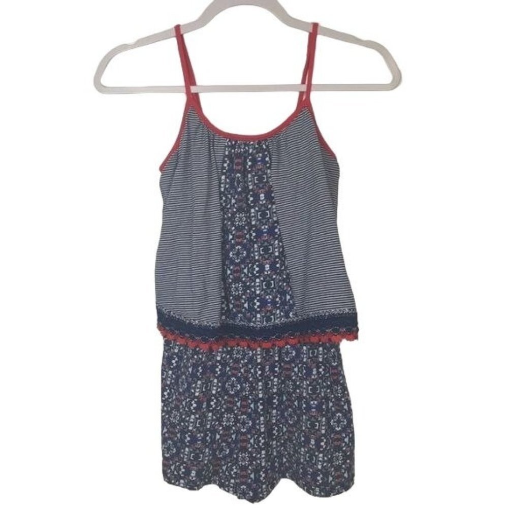 Epic Threads Kid Girl Crochet Trim Adjustable Spaghetti Straps Romper Size XL